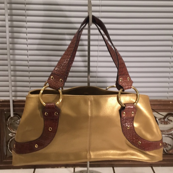 Gold and brown handbag - Picture 3 of 3